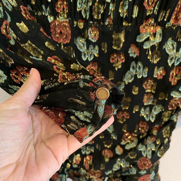 Veronica Beard Robin Black Floral Metallic Foil Mini Dress - Picture 8 of 11